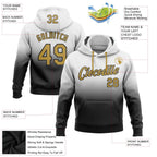 Custom Stitched White Old Gold-Black Fade Fashion Sports Pullover Sweatshirt Hoodie photo 2