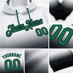 Custom Stitched White Kelly Green-Black Fade Fashion Sports Pullover Sweatshirt Hoodie detail