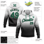 Custom Stitched White Kelly Green-Black Fade Fashion Sports Pullover Sweatshirt Hoodie photo 2
