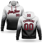 Custom Stitched White Crimson-Black Fade Fashion Sports Pullover Sweatshirt Hoodie