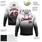 Custom Stitched White Crimson-Black Fade Fashion Sports Pullover Sweatshirt Hoodie photo 2