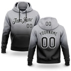 Custom Stitched Gray Black-White Fade Fashion Sports Pullover Sweatshirt Hoodie