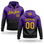 Custom Stitched Purple Gold-Black Fade Fashion Sports Pullover Sweatshirt Hoodie