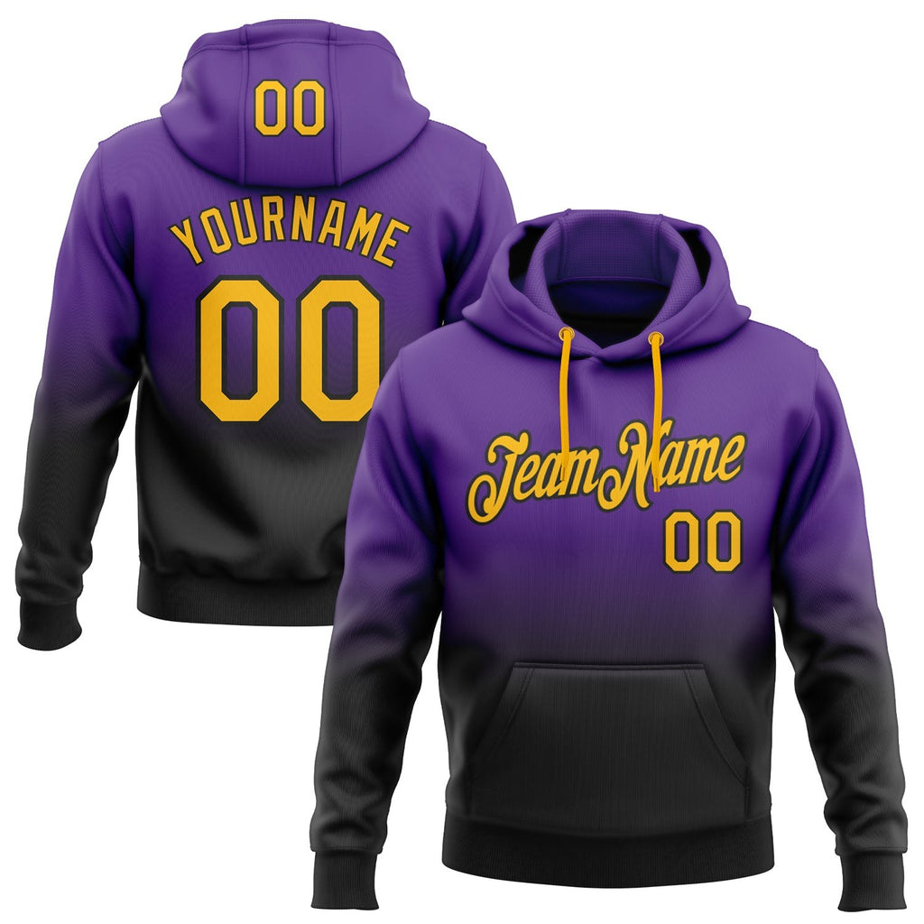 Custom Stitched Purple Gold-Black Fade Fashion Sports Pullover Sweatshirt Hoodie photo 1