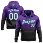 Custom Stitched Purple White Black-Teal Fade Fashion Sports Pullover Sweatshirt Hoodie photo 1