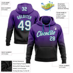 Custom Stitched Purple White Black-Teal Fade Fashion Sports Pullover Sweatshirt Hoodie photo 2
