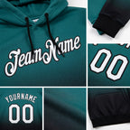 Custom Stitched Teal White-Black Fade Fashion Sports Pullover Sweatshirt Hoodie detail