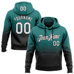 Custom Stitched Teal White-Black Fade Fashion Sports Pullover Sweatshirt Hoodie photo 1