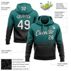 Custom Stitched Teal White-Black Fade Fashion Sports Pullover Sweatshirt Hoodie photo 3