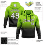 Custom Stitched Neon Green White-Black Fade Fashion Sports Pullover Sweatshirt Hoodie photo 2