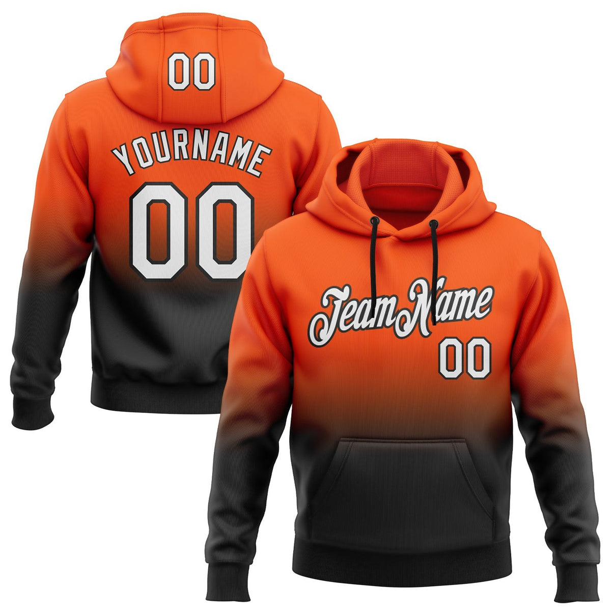 Custom Stitched Orange White-Black Fade Fashion Sports Pullover Sweatshirt Hoodie photo 1