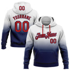 Custom Stitched White Red-Navy Fade Fashion Sports Pullover Sweatshirt Hoodie photo 1