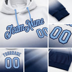 Custom Stitched White Light Blue-Navy Fade Fashion Sports Pullover Sweatshirt Hoodie detail