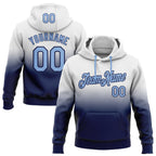 Custom Stitched White Light Blue-Navy Fade Fashion Sports Pullover Sweatshirt Hoodie photo 1