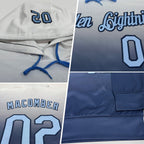 Custom Stitched White Light Blue-Navy Fade Fashion Sports Pullover Sweatshirt Hoodie photo 2