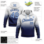 Custom Stitched White Light Blue-Navy Fade Fashion Sports Pullover Sweatshirt Hoodie photo 3