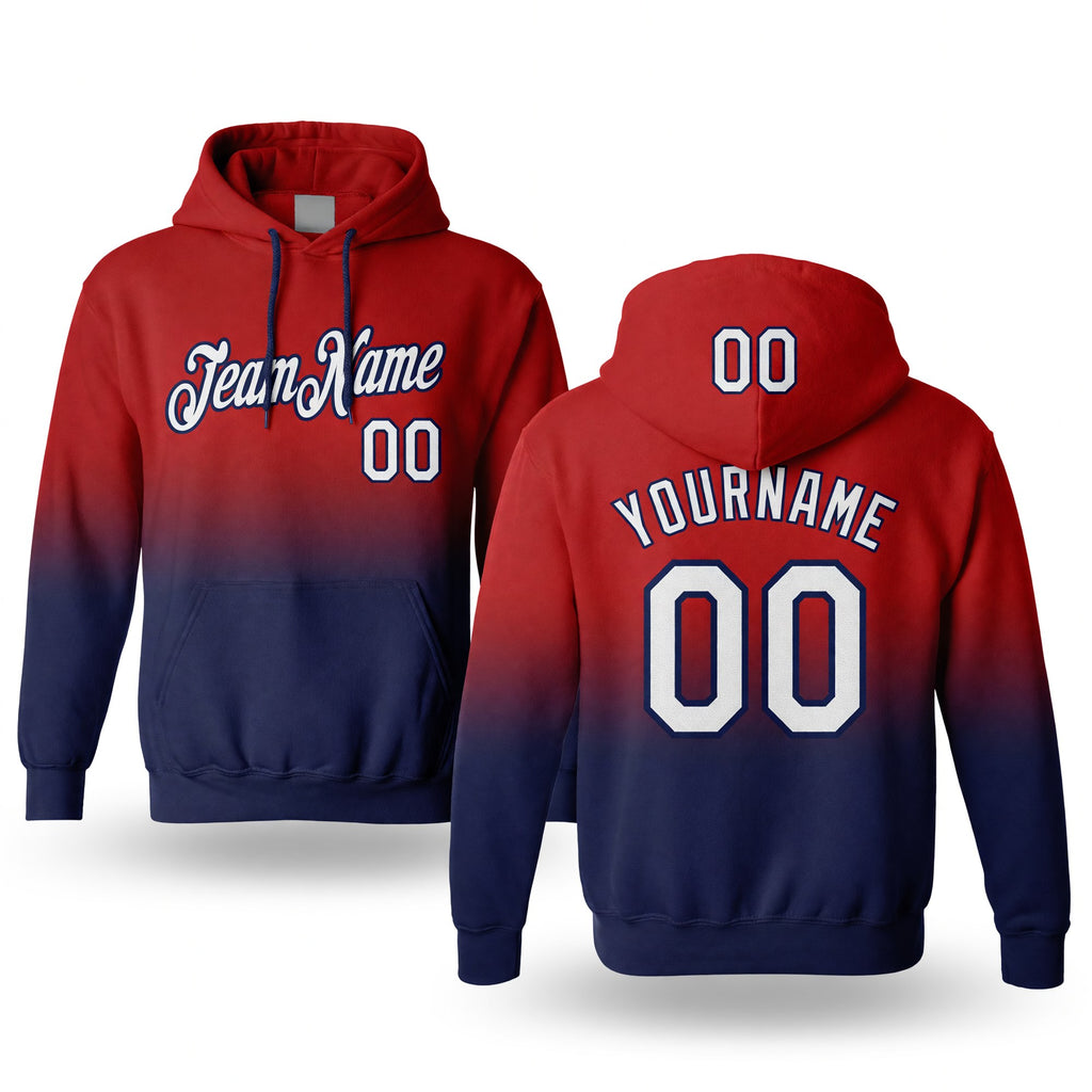 Custom Stitched Red White-Navy Fade Fashion Sports Pullover Sweatshirt Hoodie