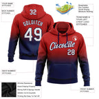 Custom Stitched Red White-Navy Fade Fashion Sports Pullover Sweatshirt Hoodie photo 2