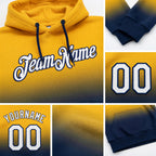 Custom Stitched Gold White-Navy Fade Fashion Sports Pullover Sweatshirt Hoodie detail