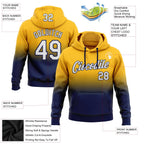 Custom Stitched Gold White-Navy Fade Fashion Sports Pullover Sweatshirt Hoodie photo 2