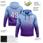 Custom Stitched Light Blue White-Purple Fade Fashion Sports Pullover Sweatshirt Hoodie photo 2