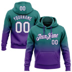 Custom Stitched Teal White-Purple Fade Fashion Sports Pullover Sweatshirt Hoodie photo 1