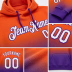 Custom Stitched Orange White-Purple Fade Fashion Sports Pullover Sweatshirt Hoodie detail