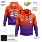 Custom Stitched Orange White-Purple Fade Fashion Sports Pullover Sweatshirt Hoodie photo 2