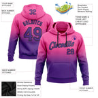 Custom Stitched Pink Purple-Black Fade Fashion Sports Pullover Sweatshirt Hoodie photo 2