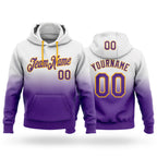 Custom Stitched White Purple-Gold Fade Fashion Sports Pullover Sweatshirt Hoodie