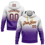 Custom Stitched White Purple-Gold Fade Fashion Sports Pullover Sweatshirt Hoodie photo 1