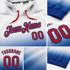 Custom Stitched White Red-Royal Fade Fashion Sports Pullover Sweatshirt Hoodie detail