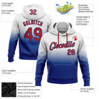 Custom Stitched White Red-Royal Fade Fashion Sports Pullover Sweatshirt Hoodie photo 2