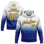 Custom Stitched White Gold-Royal Fade Fashion Sports Pullover Sweatshirt Hoodie photo 1