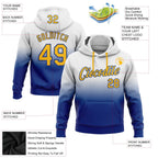 Custom Stitched White Gold-Royal Fade Fashion Sports Pullover Sweatshirt Hoodie photo 2