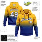 Custom Stitched Gold White-Royal Fade Fashion Sports Pullover Sweatshirt Hoodie photo 2