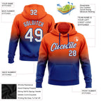 Custom Stitched Orange White-Royal Fade Fashion Sports Pullover Sweatshirt Hoodie photo 2