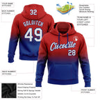 Custom Stitched Red White-Royal Fade Fashion Sports Pullover Sweatshirt Hoodie photo 2