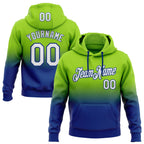 Custom Stitched Neon Green White-Royal Fade Fashion Sports Pullover Sweatshirt Hoodie photo 1