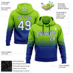 Custom Stitched Neon Green White-Royal Fade Fashion Sports Pullover Sweatshirt Hoodie photo 2