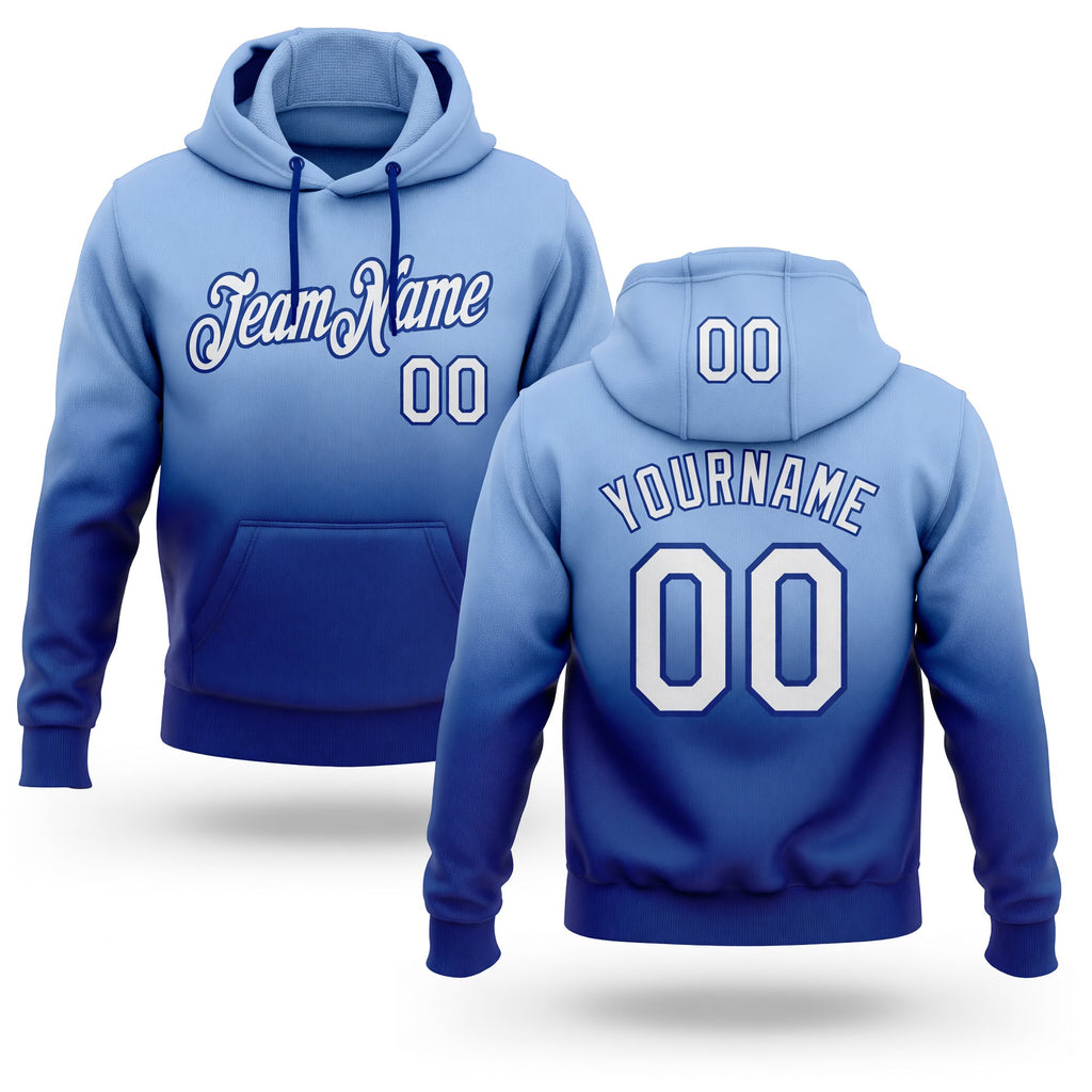 Custom Stitched Light Blue White-Royal Fade Fashion Sports Pullover Sweatshirt Hoodie