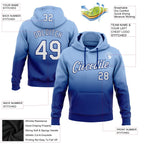 Custom Stitched Light Blue White-Royal Fade Fashion Sports Pullover Sweatshirt Hoodie photo 2