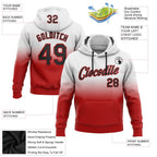 Custom Stitched White Black-Red Fade Fashion Sports Pullover Sweatshirt Hoodie photo 2