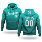 Custom Stitched Aqua White-Teal Fade Fashion Sports Pullover Sweatshirt Hoodie
