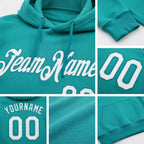 Custom Stitched Aqua White-Teal Fade Fashion Sports Pullover Sweatshirt Hoodie detail