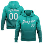 Custom Stitched Aqua White-Teal Fade Fashion Sports Pullover Sweatshirt Hoodie photo 1