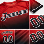 Custom Red Black-White Fade Fashion Performance T-Shirt detail
