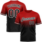 Custom Red Black-White Fade Fashion Performance T-Shirt photo 1
