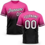Custom Pink White-Black Fade Fashion Performance T-Shirt
