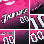 Custom Pink White-Black Fade Fashion Performance T-Shirt detail
